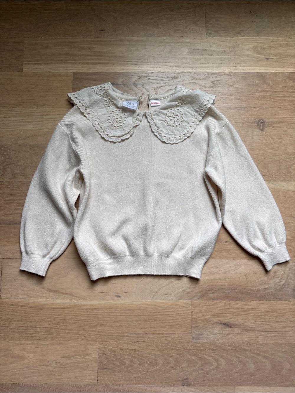 Girls’ Embroidered Collar Knit Sweater | Size 4-5